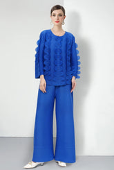 HEYFANCYSTYLE Women's Japanese Pleated Wide-Leg Trouser Set